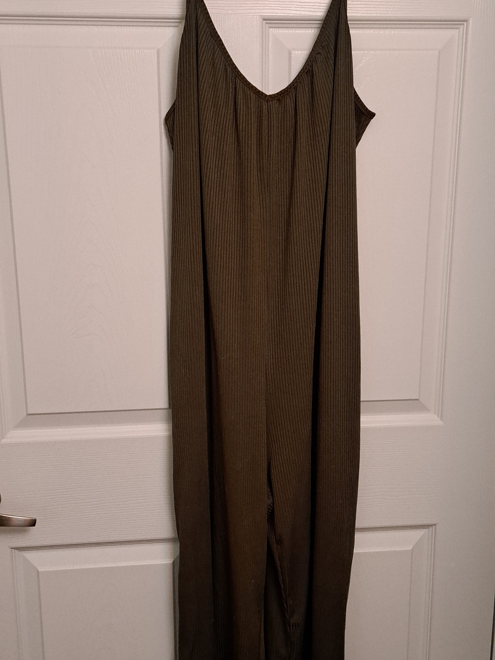 Sleeveless Ribbed Jumpsuit in Olive Size XXL